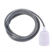 Dusty Black Snake textile cable 3 m. w/white porcelain