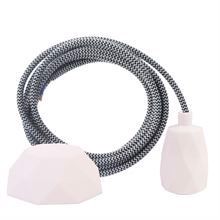 Dusty Black Snake textile cable 3 m. w/white Facet lamp holder cover