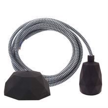 Dusty Black Snake textile cable 3 m. w/black Facet lamp holder cover