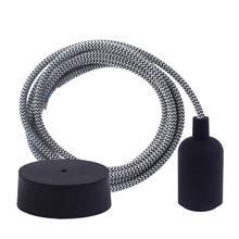 Dusty Black Snake textile cable 3 m. w/black New lamp holder cover