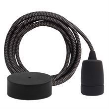 Dusty Grey Snake textile cable 3 m. w/black Copenhagen lamp holder cover