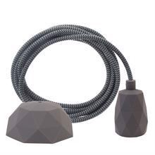 Dusty Grey Snake textile cable 3 m. w/dark grey Facet lamp holder cover