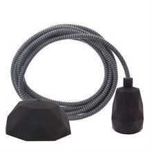 Dusty Grey Snake textile cable 3 m. w/black Facet lamp holder cover