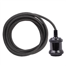 Dusty Grey Snake textile cable 3 m. w/black metal E27