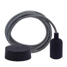 Dusty Grey Snake textile cable 3 m. w/black New lamp holder cover