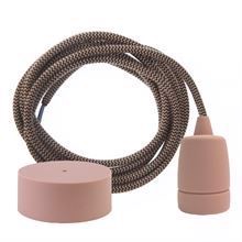 Dusty Latte Snake textile cable 3 m. w/nude Copenhagen lamp holder cover