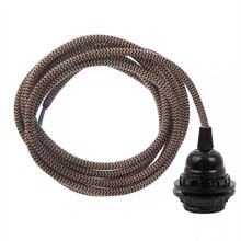 Dusty Latte Snake textile cable 3 m. w/bakelite lamp holder w/rings