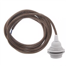Dusty Latte Snake textile cable 3 m. w/plastic lamp holder w/rings
