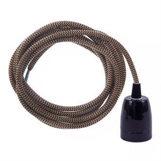 Dusty Latte Snake textile cable 3 m. w/black porcelain