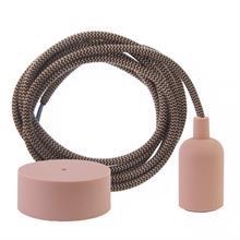 Dusty Latte Snake textile cable 3 m. w/nude New lamp holder cover