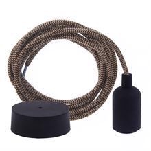 Dusty Latte Snake textile cable 3 m. w/black New lamp holder cover