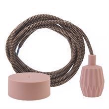 Dusty Latte Snake textile cable 3 m. w/nude Plisse lamp holder cover