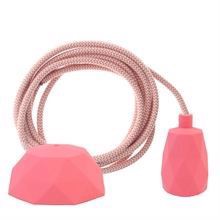Dusty Peach Snake textile cable 3 m. w/peach Facet lamp holder cover