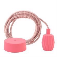 Dusty Peach Snake textile cable 3 m. w/peach Plisse lamp holder cover