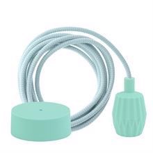 Dusty Turquoise Snake textile cable 3 m. w/pale turquoise Plisse lamp holder cover