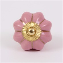 Pink melon knob with gold