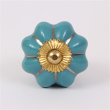 Turquoise melon knob with gold