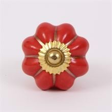 Red melon knob with gold