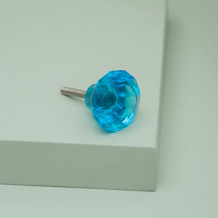 Turquoise glass diamond knob Medium