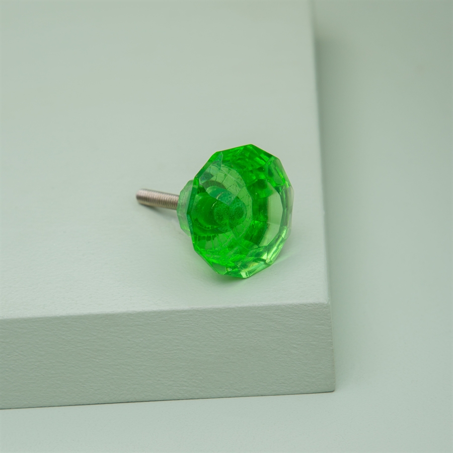 Green glass diamond knob Medium