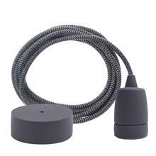 Dusty Grey Snake textile cable 3 m. w/dark grey Copenhagen lamp holder cover